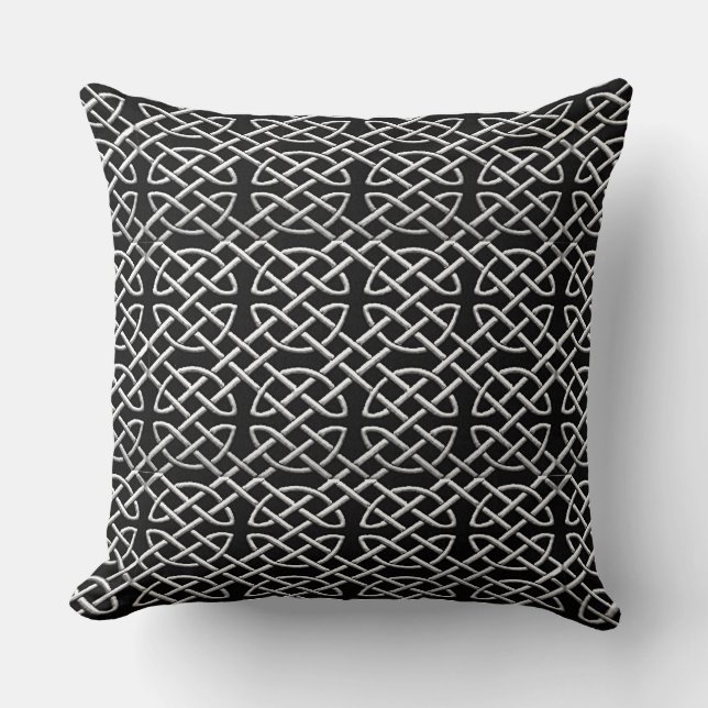 Sierkussen Black and Silver Celtic Knot Pattern (Voorkant)