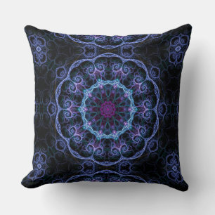 Sierkussen Blauw en Roze fractal Pattern