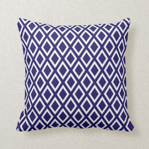 Sierkussen blauw en wit diamantpatroon