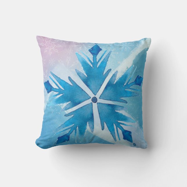 Sierkussen Blauw Snowflakes (Voorkant)