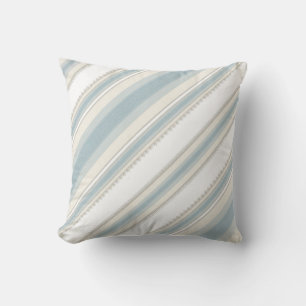 Sierkussen/blauw, wit en crème gekleurde strepen kussen