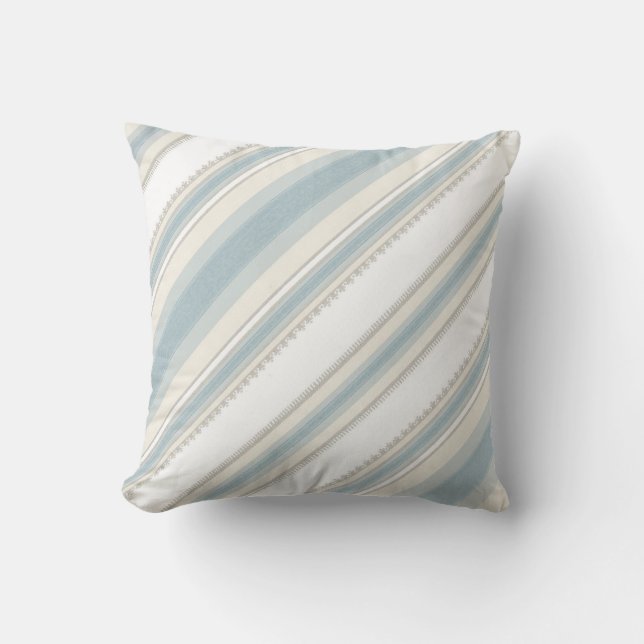 Sierkussen/blauw, wit en crème gekleurde strepen kussen (Voorkant)