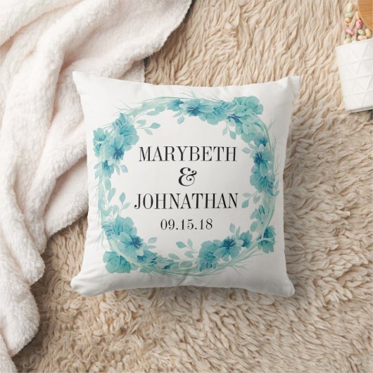 Sierkussen Blue Floral Wedding Keepomwille (Deken)