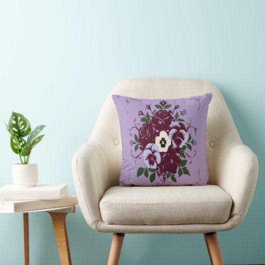 Sierkussen Boeket Viooltjes (Stoel)
