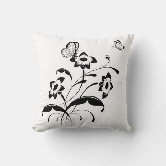 Sierkussen/botervliegen en bloemen kussen (Voorkant)
