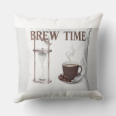Sierkussen "Brew Time" – zandloper en koffiekopje (Achterkant)