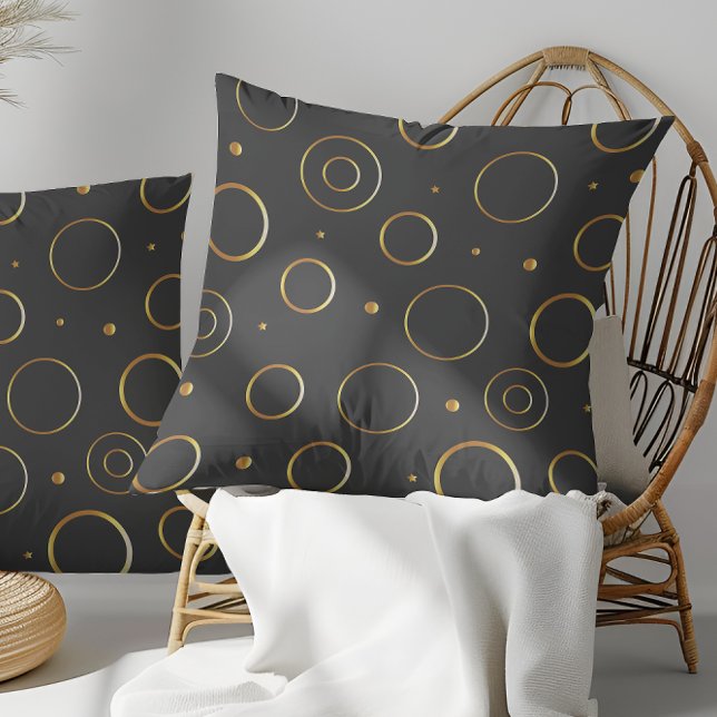 Sierkussen, bruin met gouden cirkels kussen (Modern Simple Outdoor Holiday Pattern Throw Pillow)