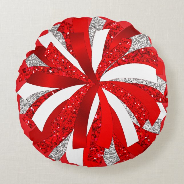 Sierkussen Cheerleader Pom Pom gepersonaliseerd Rond Kussen (Voorkant)