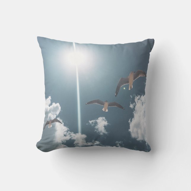 Sierkussen Cushion Seagulls Flying Sky (Voorkant)
