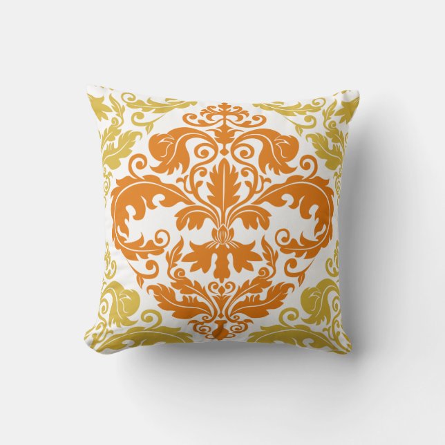 Sierkussen - Damask Duo - Gold & Oranje (Voorkant)