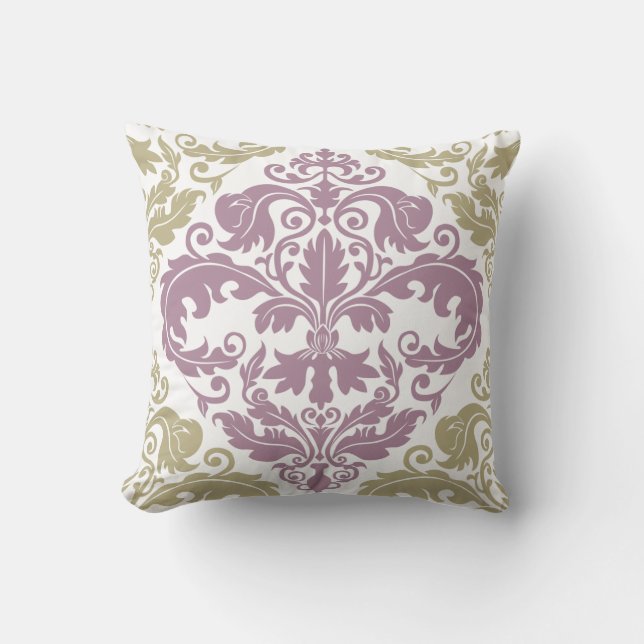 Sierkussen - Damask Duo - Sage & Plum (Voorkant)