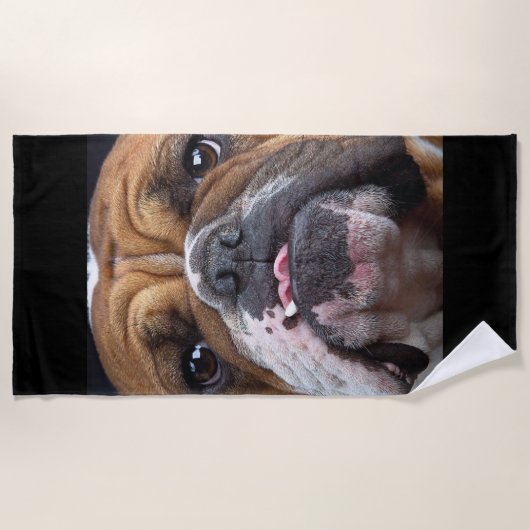 Sierkussen Engelse Bulldog Strandlaken (Voorkant)