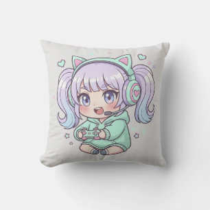 Sierkussen - enthousiaste Chibi Gamer Girl
