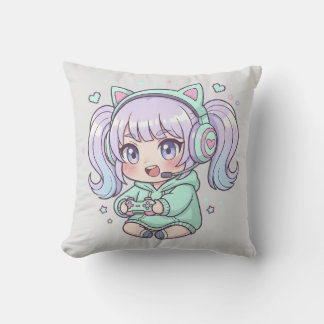 Sierkussen - enthousiaste Chibi Gamer Girl