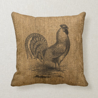 Sierkussen Faux Burlap met Rooster Afbeelding