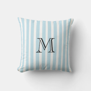 Sierkussen Gestreept Wit Blauw Custom Monogram
