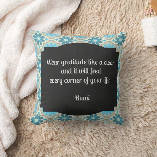 Sierkussen Gratitude Rumi Quote (Deken)