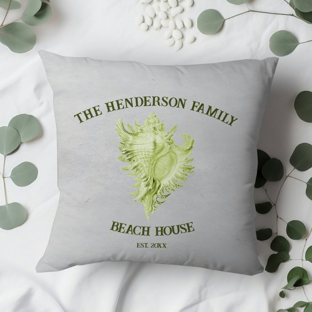 Sierkussen Green Conch Shell (Green Conch Shell Throw Pillow)