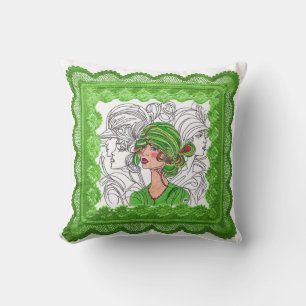 Sierkussen Green Flapper Girl