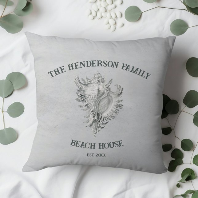 Sierkussen grijze kegel Shell (Gray Conch Shell Throw Pillow)