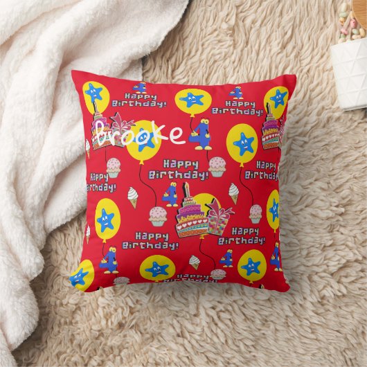Sierkussen, Happy 4th Birthday Red Kussen (Deken)