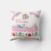 Sierkussen, Happy Birthday Celebrate Pink Kussen (Achterkant)