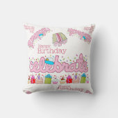 Sierkussen, Happy Birthday Celebrate Pink Kussen (Voorkant)