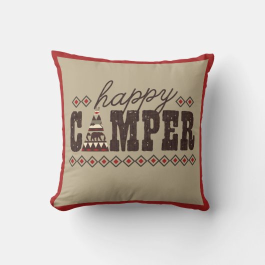 Sierkussen "Happy Camper" (Voorkant)