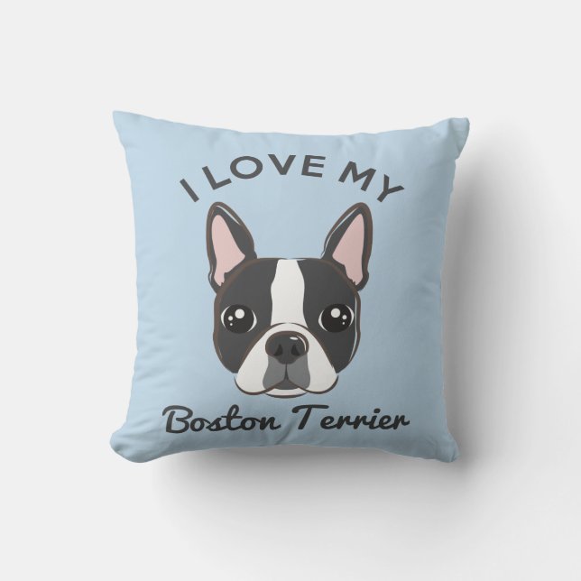 Sierkussen "Ik hou van mijn Boston Terrier" (Voorkant)