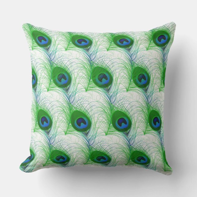 Sierkussen in de openlucht — Peacock-veren (Voorkant)