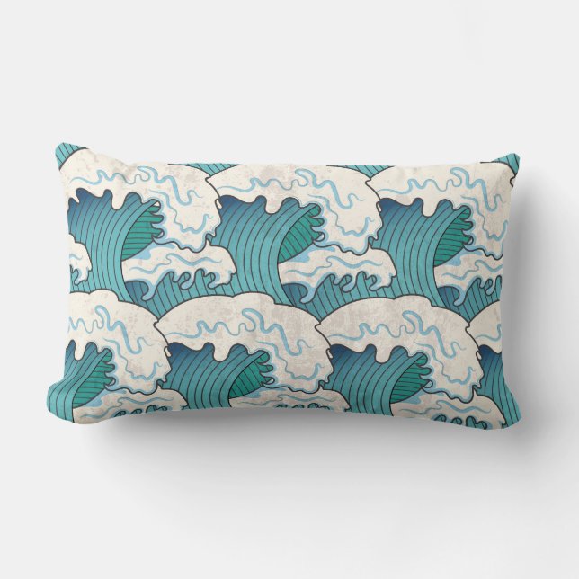 Sierkussen Japanse Waves Lumbar Kussen (Voorkant)