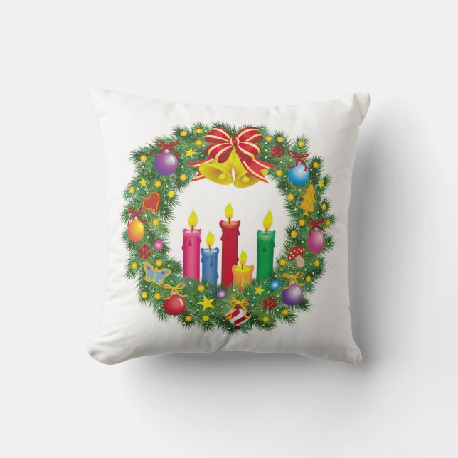 Sierkussen/kersttaardemper met kaarsen kussen (Voorkant)