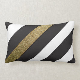 Sierkussen Lumbar Black and White Gold Stripes Kussen