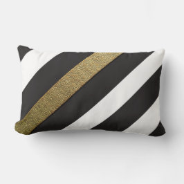 Sierkussen Lumbar Black and White Gold Stripes Kussen
