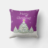 Sierkussen magenta Snowy kerstboom (Achterkant)