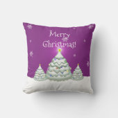 Sierkussen magenta Snowy kerstboom (Voorkant)
