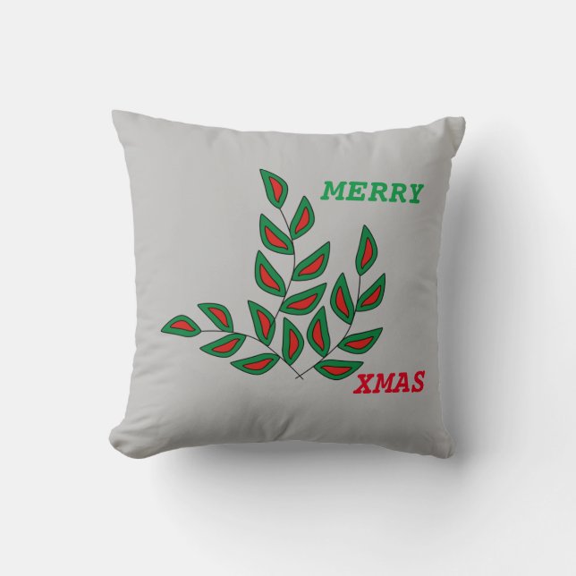 Sierkussen Merry Xmas Grey (Voorkant)