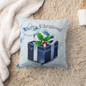 Sierkussen met blauw kerstcadeau (Deken)