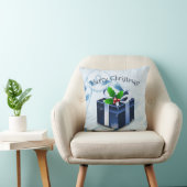 Sierkussen met blauw kerstcadeau (Stoel)