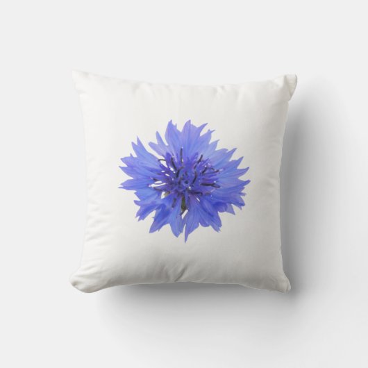 Sierkussen met blauw korenbloem design (Voorkant)