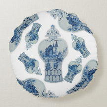 Sierkussen met blauwe en witte gember