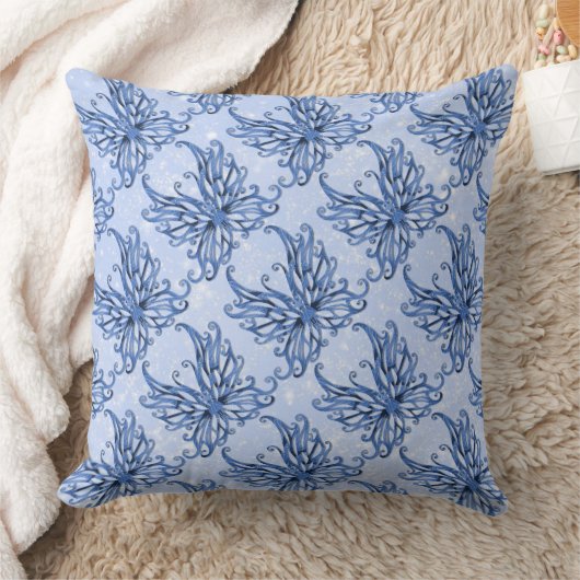 Sierkussen met blauwe mousserende vleugels (Deken)