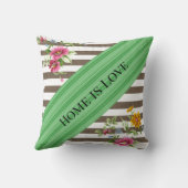 Sierkussen met bruin en wit streep (Achterkant)