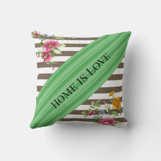 Sierkussen met bruin en wit streep (Achterkant)