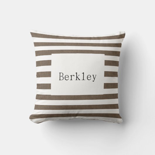 Sierkussen met bruine en witte streep (Voorkant)
