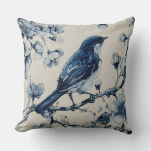 Sierkussen met Chinoiserie vogels en bloemen