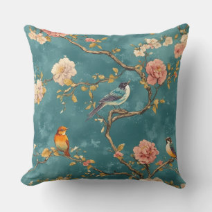 Sierkussen met decoratief Chinees vogelmotief