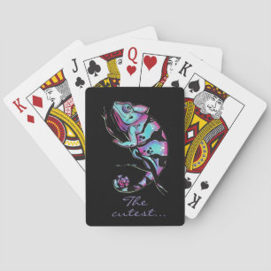 Sierkussen met een schattig kameleon design. pokerkaarten