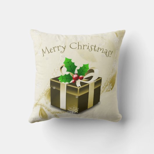 Sierkussen met gouden kerstcadeaus (Achterkant)