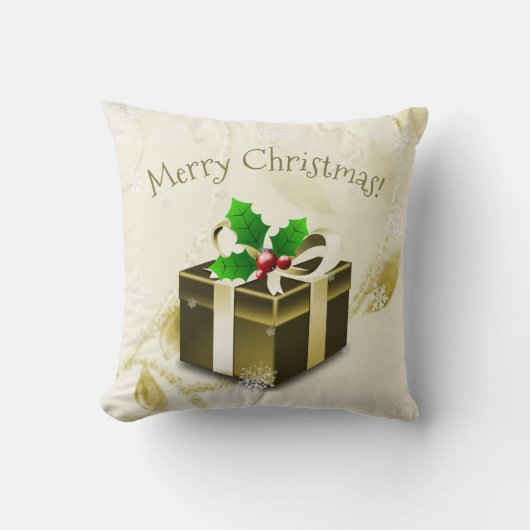 Sierkussen met gouden kerstcadeaus (Voorkant)